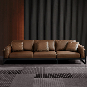 意式极简真皮沙发组合法式复古工业风头层牛皮小户型客厅沙发简约