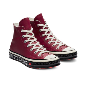converse匡威女 正品 1970s情人节限定爱心皮质玫红色高帮563472c