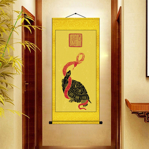 玄武龟蛇图龟蛇四大神兽龟蛇玄关装饰画道场风水龟蛇镇宅