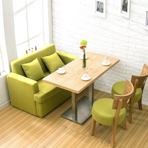 简约咖啡厅沙发卡座北欧客厅奶茶甜品店洽谈接待实木餐厅桌椅组合