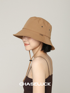 驼色防晒帽女款2024新款夏季遮阳太阳帽防紫外线登山帽透气渔夫帽