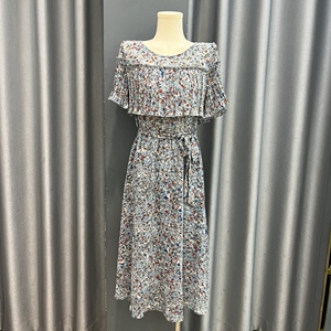 莎碧昵高洋22b28106时尚气质显瘦拼接碎花腰带收身女连衣裙2022