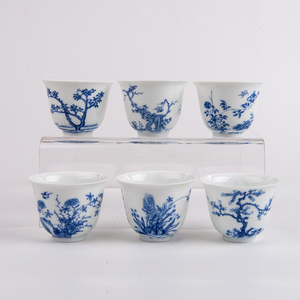 龙美术馆 《青花12花神杯》清康雍官窑名品  原比例复刻1:1