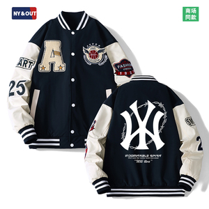 MLBNY刺绣夹克男士青少年学生潮牌棒球服男装春秋季美式飞行外套