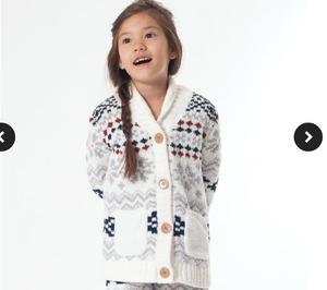 春季日本大牌新款儿童学院风雪尼尔毛衣开衫 女童保暖针织衫外套