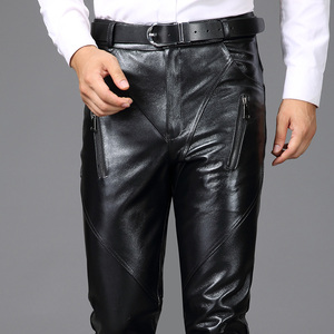 秋冬男士休闲防水机车长裤防寒保暖牛皮真皮摩托车宽松裤子1人付款