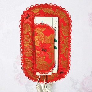 蕾丝布艺门铃套家用室内可视对讲电话防尘罩现代简约装饰墙贴罩子