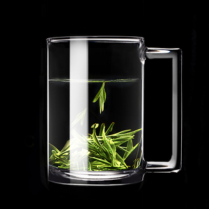 乐美雅办公室带把手水杯透明钢化玻璃杯耐高温大容量喝水杯子茶杯