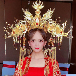 古装头饰凤冠霞帔流苏凤凰冠秀禾服汉服裙褂皇后贵妃发饰影楼写真