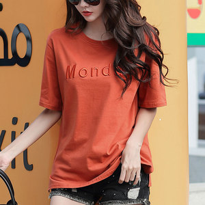 纯棉短袖t恤女装宽松t桖上衣服2022新款体桖衫大码韩版夏装全棉t