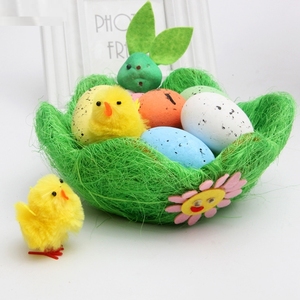 复活节篮子diy摆件装饰品手工礼物制作材料包彩蛋彩绘手提小花篮