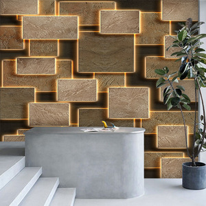 3d立体水泥墙纸现代几何凹凸造型前台背景墙工业风墙布办公室壁纸