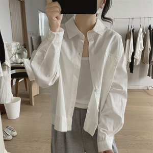 日本代购SLY白色衬衫外套女夏小众设计感宽松大码显瘦棉质上衣
