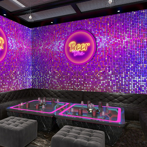 ktv包间酒吧3d立体墙纸马赛克格子闪片墙布网红直播间背景墙壁纸