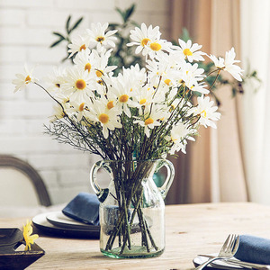 水滴雏菊仿真花花艺套装客厅假花插花绢花装饰花欧式餐桌花瓶摆件