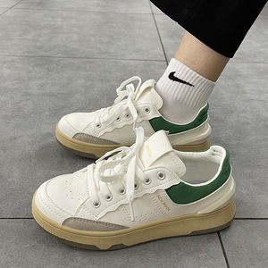 小众原创设计回力瑞白绿拼接德训板鞋男女chic情侣百搭街拍小白鞋