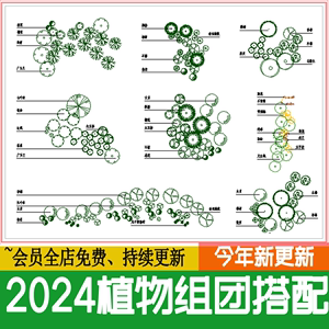 植物组团CAD图库种植设计平面图园林公园绿化配置树木图例花境 镜