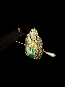 汉服头冠簪子套装古风男女通用束发髻发冠复古玉兰花发钗皇冠