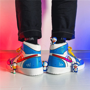 2020新款冬季保暖棉鞋哆啦a梦联名aj1男鞋空军一号篮球高帮潮板鞋