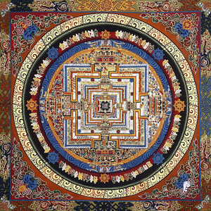 藏式吉祥八宝天花墙布唐卡客厅坛城吊顶壁画藏族文化壁纸宗教墙纸