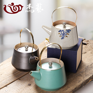 大容量茶壶提梁壶陶瓷复古泡茶器家用大号烧茶壶单壶茶水壶冲茶壶