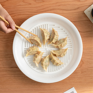 饺子盘高颜值沥水双层盘可微波炉加热水饺专用盘家用早餐盘ins风