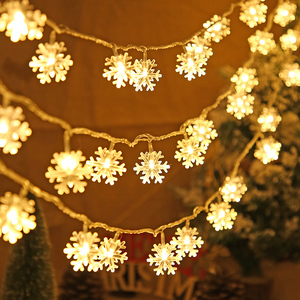 圣诞节新年装饰灯小雪花led星星灯串小彩灯闪灯卧室庭院阳台布置