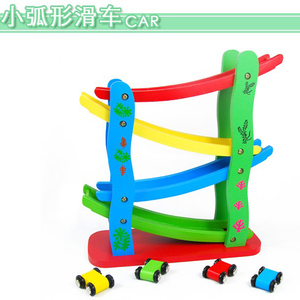 儿童幼儿园礼物木制质益智力早教玩具四层滑翔车云霄飞车1-3-6岁