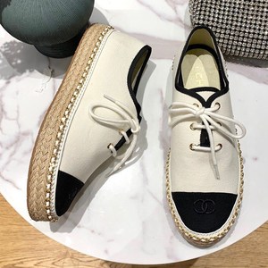 chanel/香奈儿女鞋 2021春季新款小香经典双c链条系带渔夫鞋布鞋