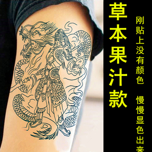 纹身贴草本战神赵子龙 赵云大图 男防水逼真持久个性花退刺青贴纸