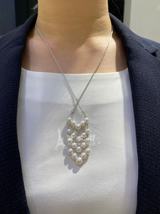 *日本代购 mikimoto 御木本 白金 珍珠吊坠项链 带钻