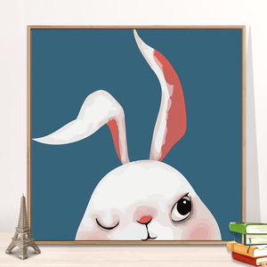 diy数字油画填充油彩画卡通动物简单手工画画创意涂鸦卧室装饰画