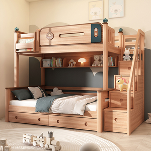 即爱 新款全实木两层梯柜床高低子母床定制儿童床上下铺床双层床