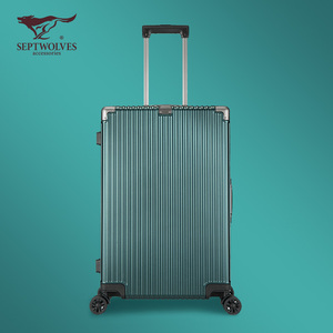 七匹狼行李箱男女20万向轮登机旅行拉杆箱密码锁铝框结实箱子24寸