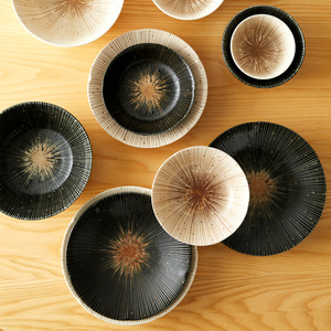 日本进口千段十草条纹手工精致陶瓷日式餐具家用米饭碗汤碗高颜值