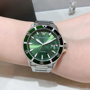 armani阿玛尼绿水鬼手表男运动休闲100米潜水防水石英腕表ar11338