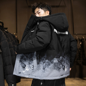 雪山雕连帽棉衣外套男士春秋冬季韩版潮流棉袄保暖防寒服2022新款