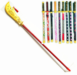 105厘米金色关公刀降龙刀儿童玩具塑料兵器表演道具青龙偃月刀