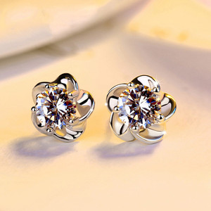 纯银耳钉老凤祥银饰防过敏