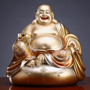 纯铜笑佛弥勒佛像 客厅掐丝珐琅镶金大肚弥勒佛招财摆件 开业礼品