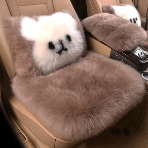 纯羊毛汽车坐垫加厚冬季长羊毛座垫卡通毛绒椅垫冬天保暖车垫单片