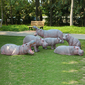 户外园林花园公园庭院仿真河马玻璃钢雕塑招财装饰工艺品大型摆件