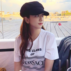 blackpink金智秀jisoo同款黑色贝雷帽百搭毛呢八角帽英伦画家帽子