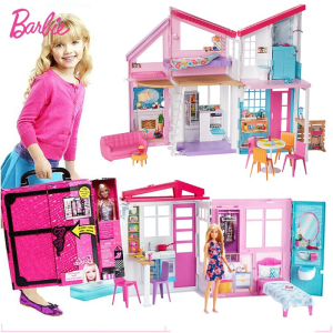 芭比娃娃换装梦幻衣橱FXG57生日女孩公主礼盒玩具闪亮度假屋FXG55