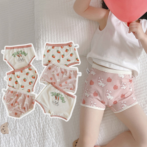 儿童内裤女童纯棉平角裤不夹pp女宝宝大童小女孩可爱四角三角裤头