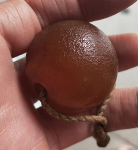 古玩杂项老顶戴花翎清代冒顶大玛瑙珠 老糖球玛瑙风化包浆大佛珠