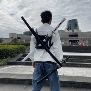 死侍刀背带忍者剑道拔刀剑双肩皮革武器cosplay腰带挂腰居合布袋
