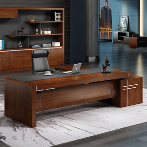 办公家具大班台 老板桌椅组合总裁桌经理主管办公桌实木贴皮大气