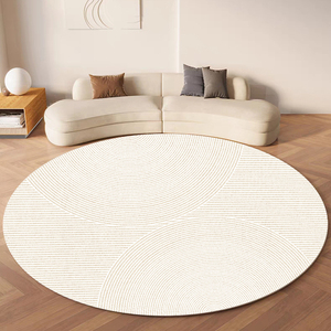 奶油风圆形地毯客厅pvc免洗可擦沙发茶几防水皮革地垫卧室床边垫