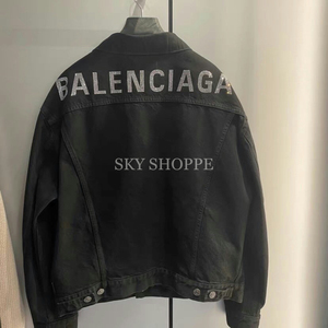 balenciaga/巴黎世家 秋冬 后背亮片水钻 黑色 外套夹克牛仔衣